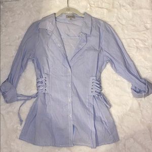 BRAND NEW SIDE LACE STRIPED BLOUSE